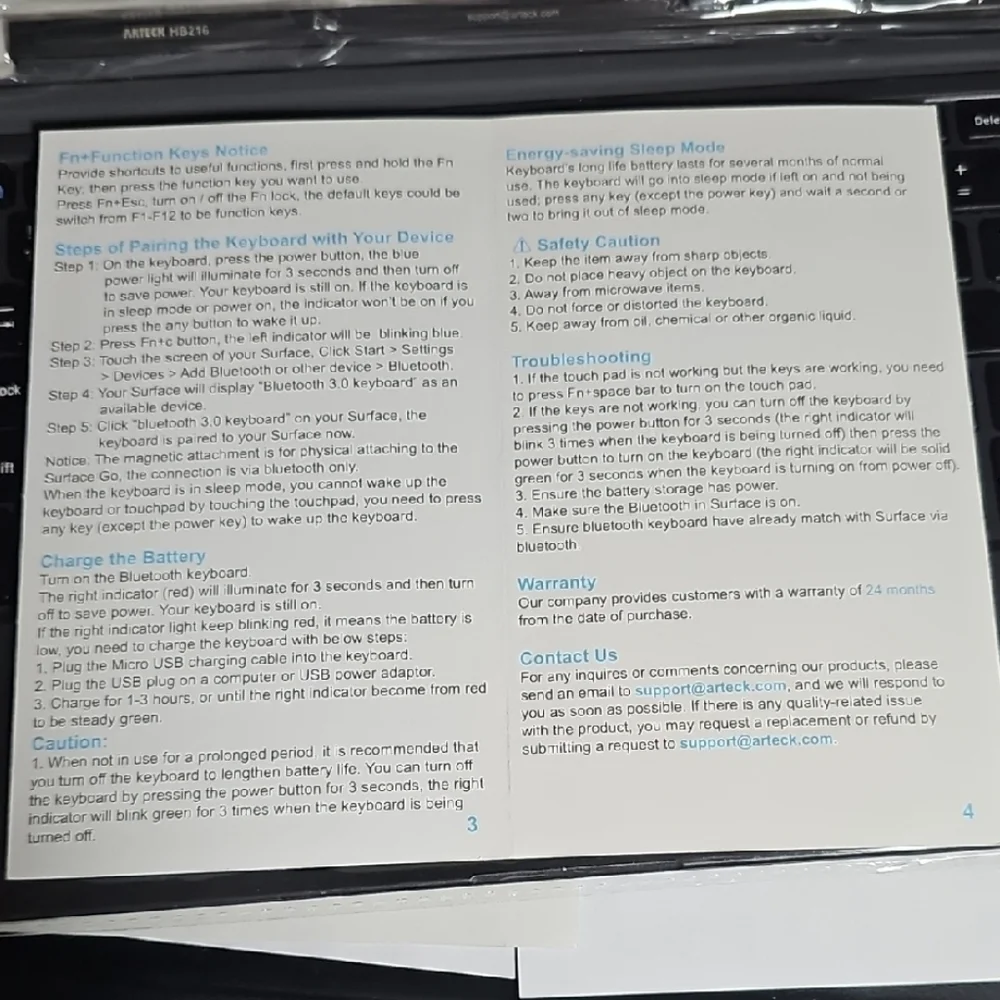 Microsoft Surface Go Bluetooth Tablet Keyboard
